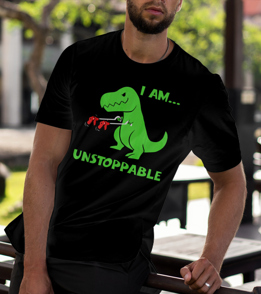 I Am Unstoppable T Rex Dinosaur Boxing Gloves T-Shirt