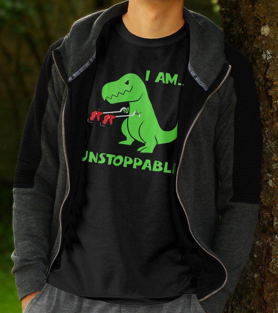 I Am Unstoppable T Rex Dinosaur Boxing Gloves T-Shirt