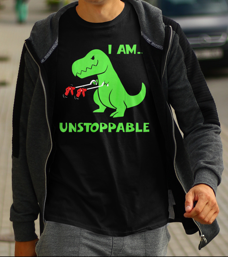 I Am Unstoppable T Rex Dinosaur Boxing Gloves T-Shirt