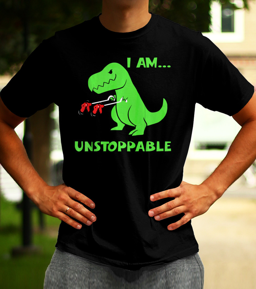 I Am Unstoppable T Rex Dinosaur Boxing Gloves T-Shirt