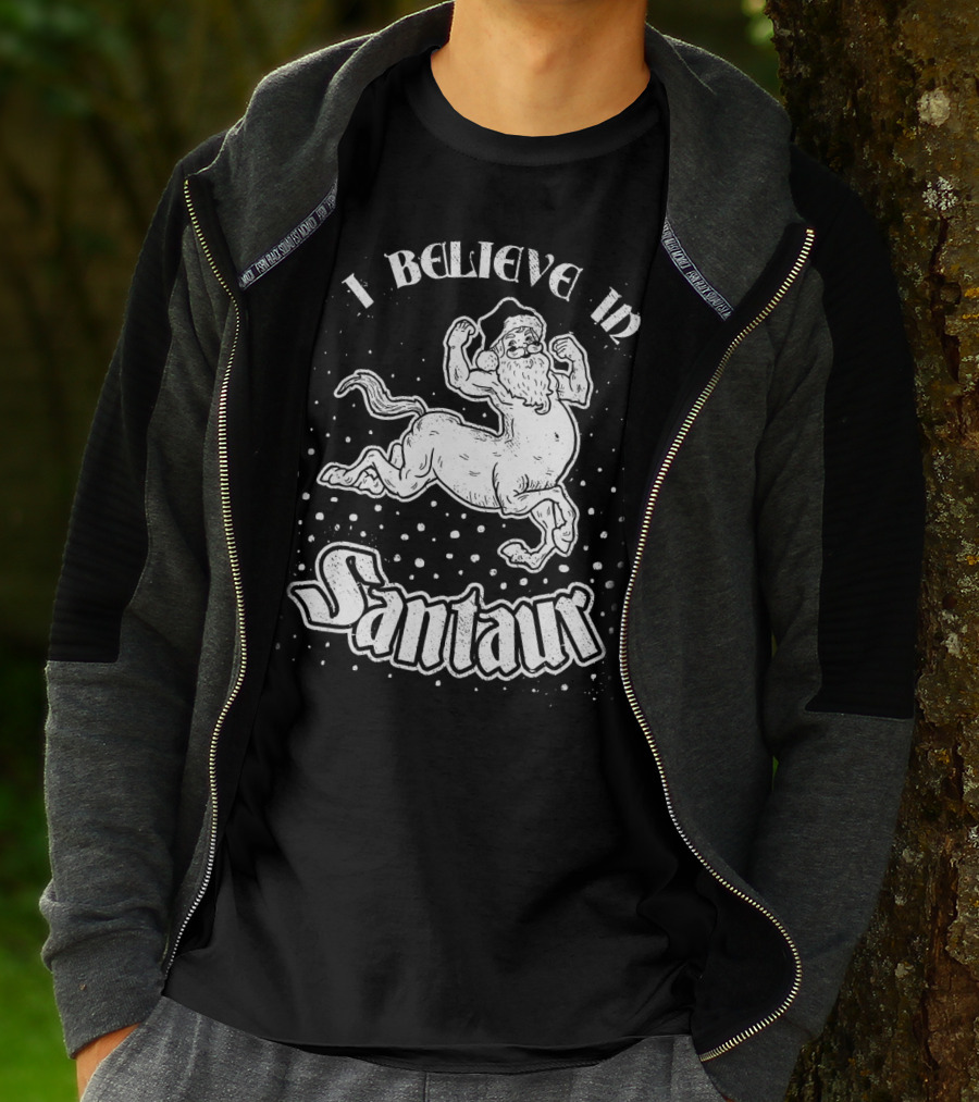 I Believe In Santaur Santa Centaur Christmas Fantasy T-Shirt