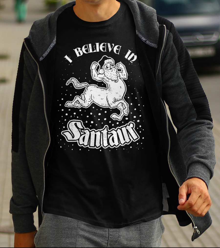I Believe In Santaur Santa Centaur Christmas Fantasy T-Shirt