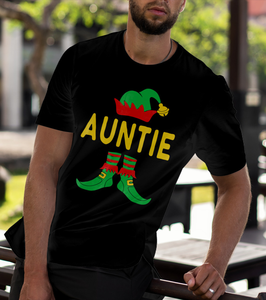 Auntie Elf Christmas Family Matching Holiday T-Shirt