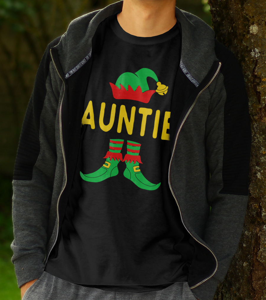 Auntie Elf Christmas Family Matching Holiday T-Shirt