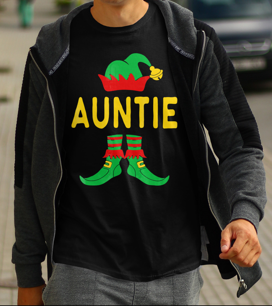 Auntie Elf Christmas Family Matching Holiday T-Shirt