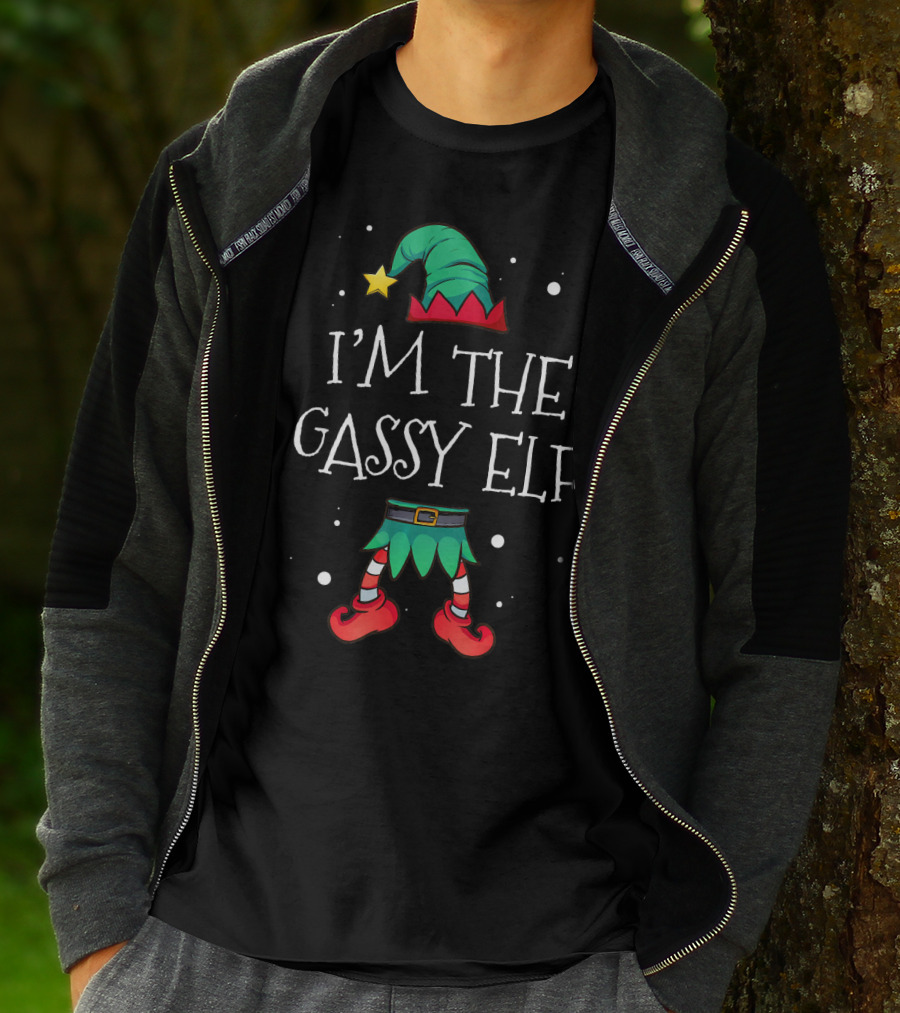 I'm The Gassy Elf Funny Christmas Humor With Elf Hat And Legs T-Shirt