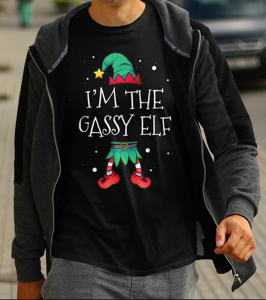 I'm The Gassy Elf Funny Christmas Humor With Elf Hat And Legs T-Shirt