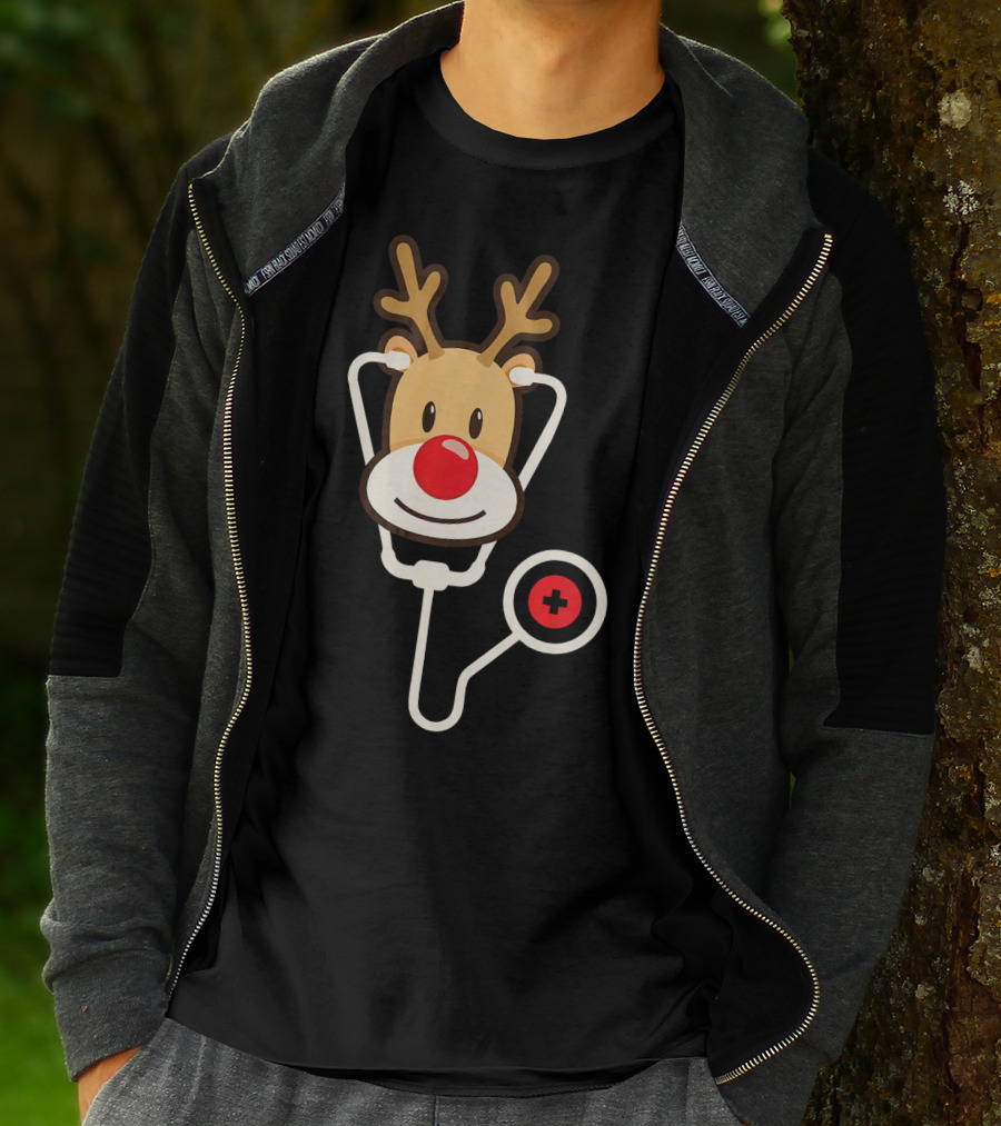 Cute Moose Reindeer Stethoscope Nurse T-Shirt
