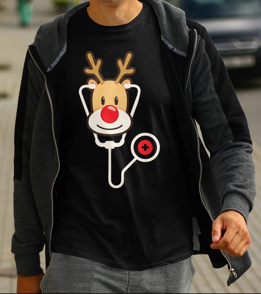 Cute Moose Reindeer Stethoscope Nurse T-Shirt