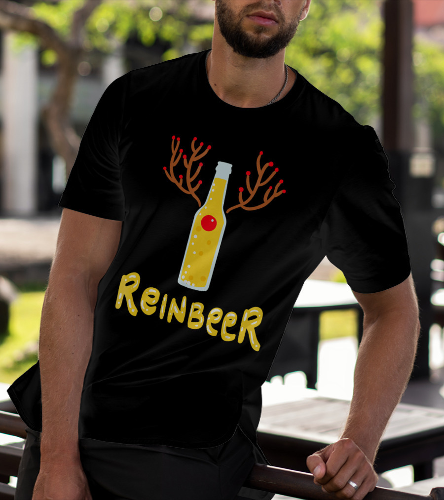 Reindeer Reinbeer Antler Bottle T-Shirt