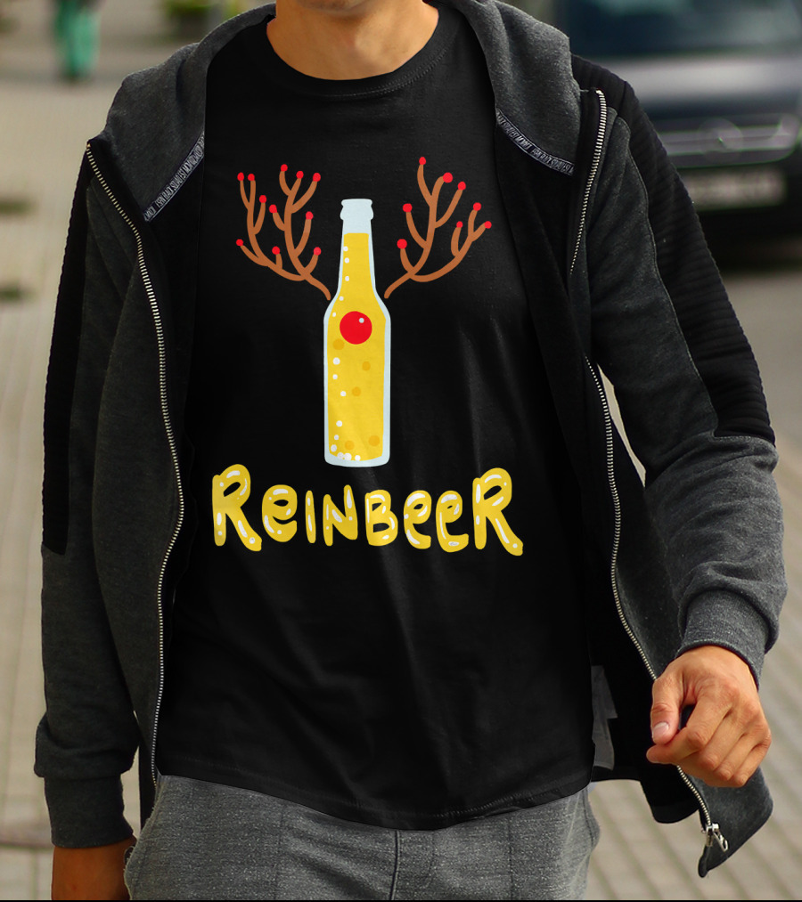 Reindeer Reinbeer Antler Bottle T-Shirt