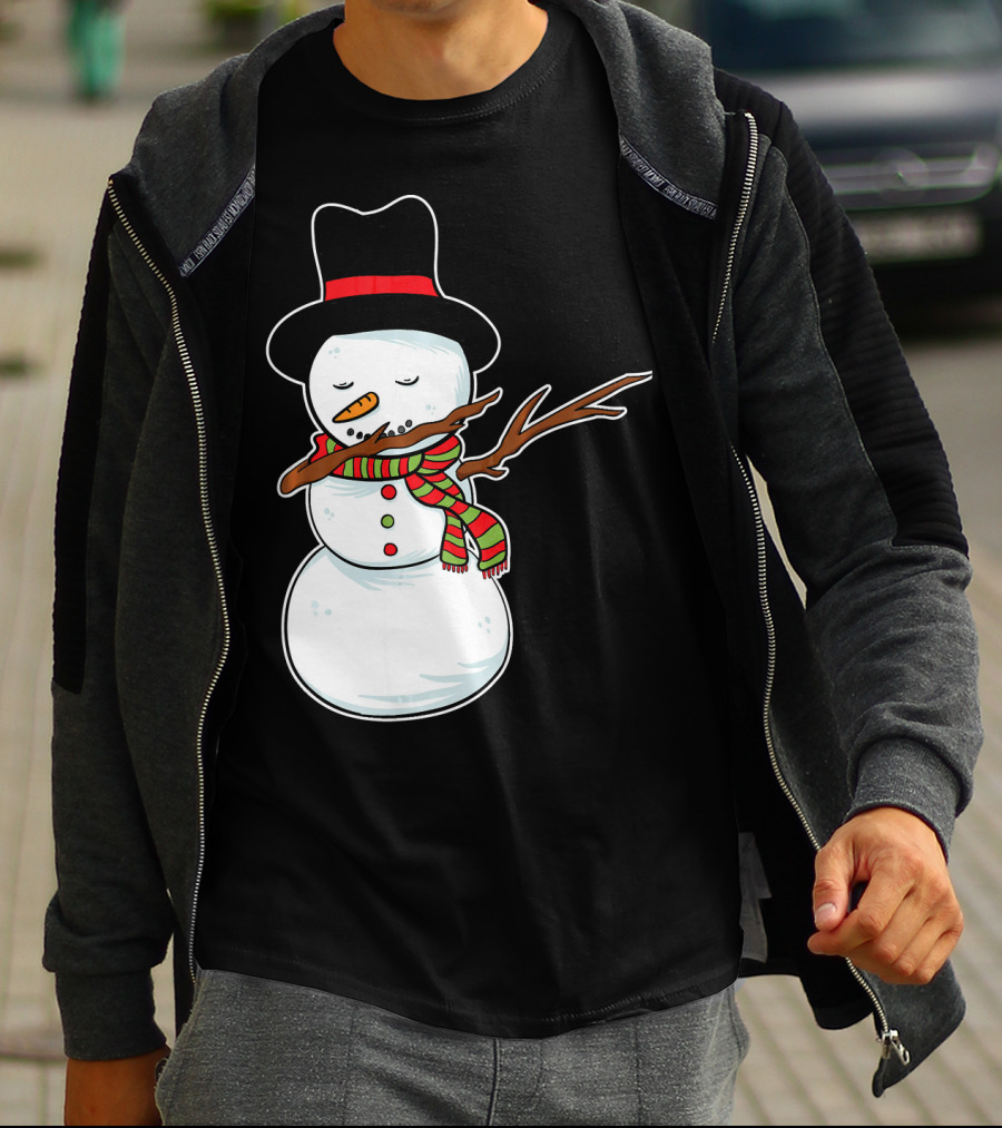 Dabbing Dab Snowman With Hat And Scarf T-Shirt