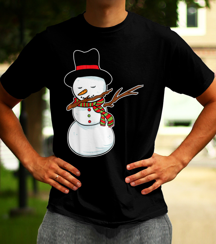 Dabbing Dab Snowman With Hat And Scarf T-Shirt