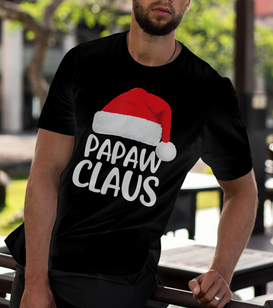 Papaw Claus Red Santa Hat Christmas T-Shirt
