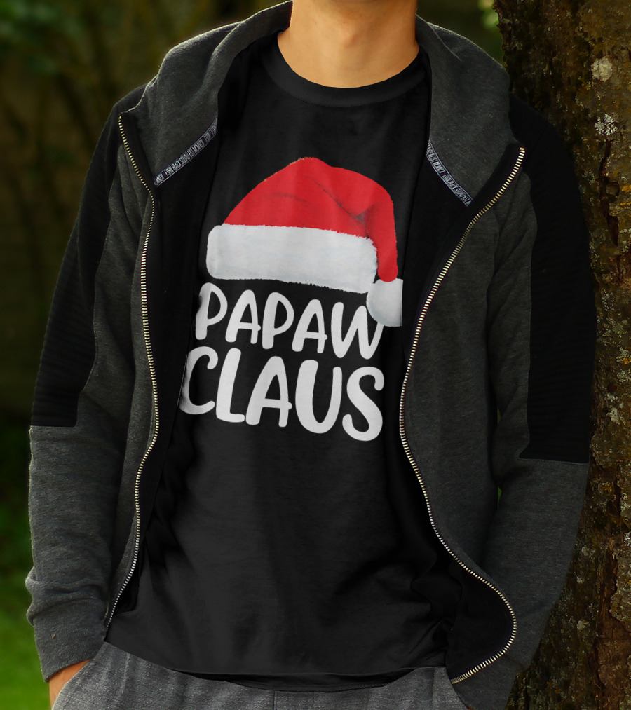 Papaw Claus Red Santa Hat Christmas T-Shirt