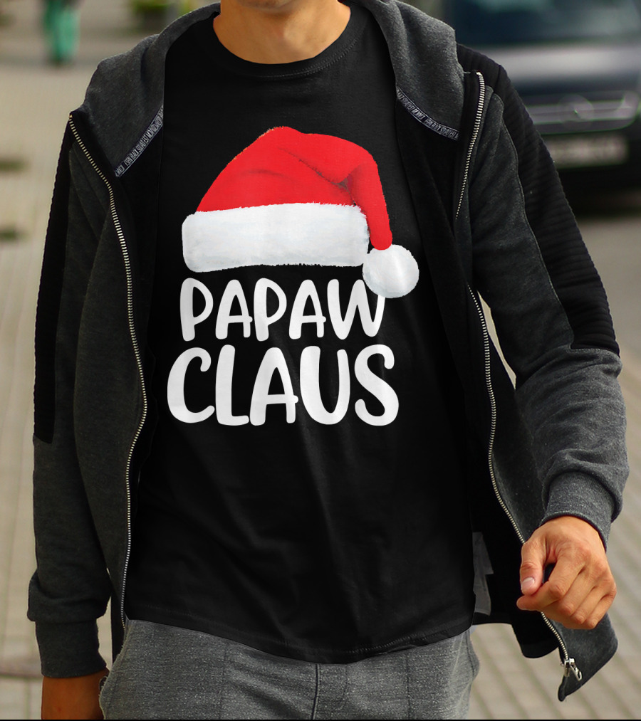 Papaw Claus Red Santa Hat Christmas T-Shirt