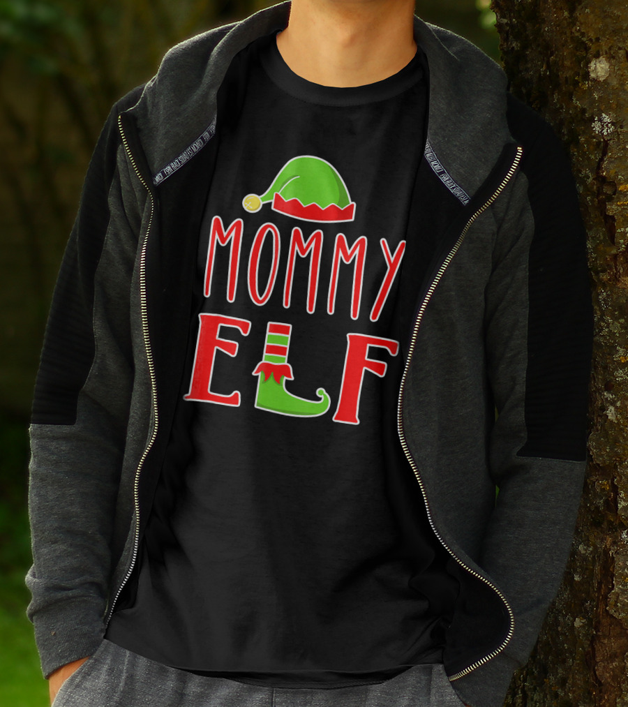 Mommy Elf Christmas Family Matching Hat And Shoe T-Shirt