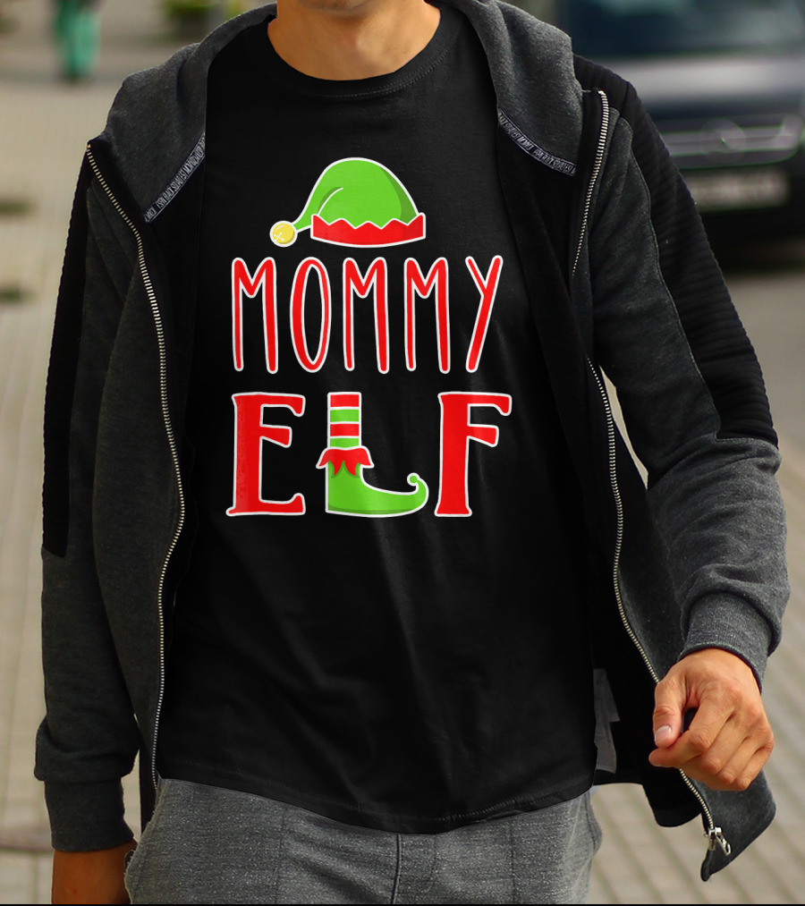Mommy Elf Christmas Family Matching Hat And Shoe T-Shirt