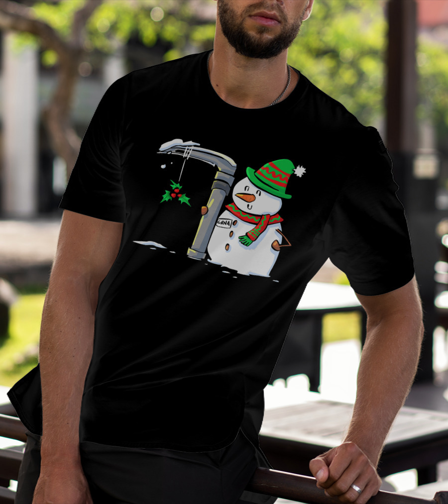 Snowman With Mac 3 Anesthesia Wearing Holiday Hat And Scarf With Holly Decor T-Shirt