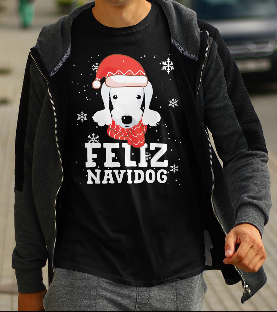 Feliz Navidog Bedlington Terrier Christmas Holiday Fun T-Shirt