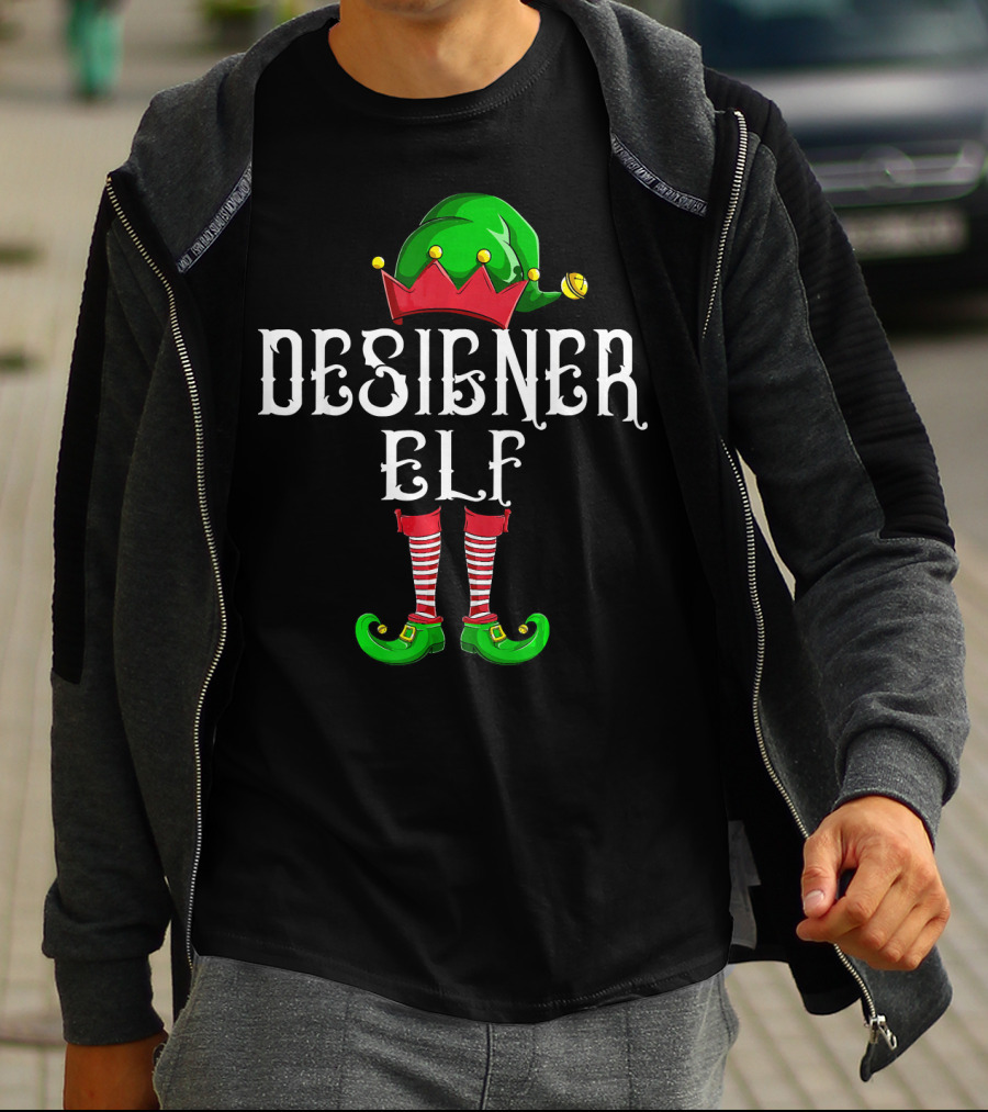 Designer Elf Xmas Elves Festive Holiday T-Shirt