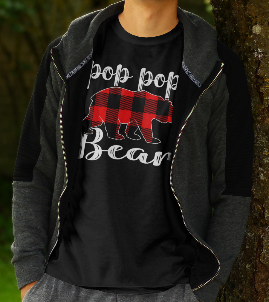 Pop Pop Bear Plaid Christmas Matching Holiday T-Shirt