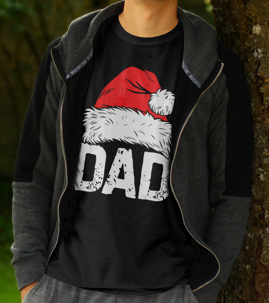 Dad Santa Hat Christmas Family Match T-Shirt
