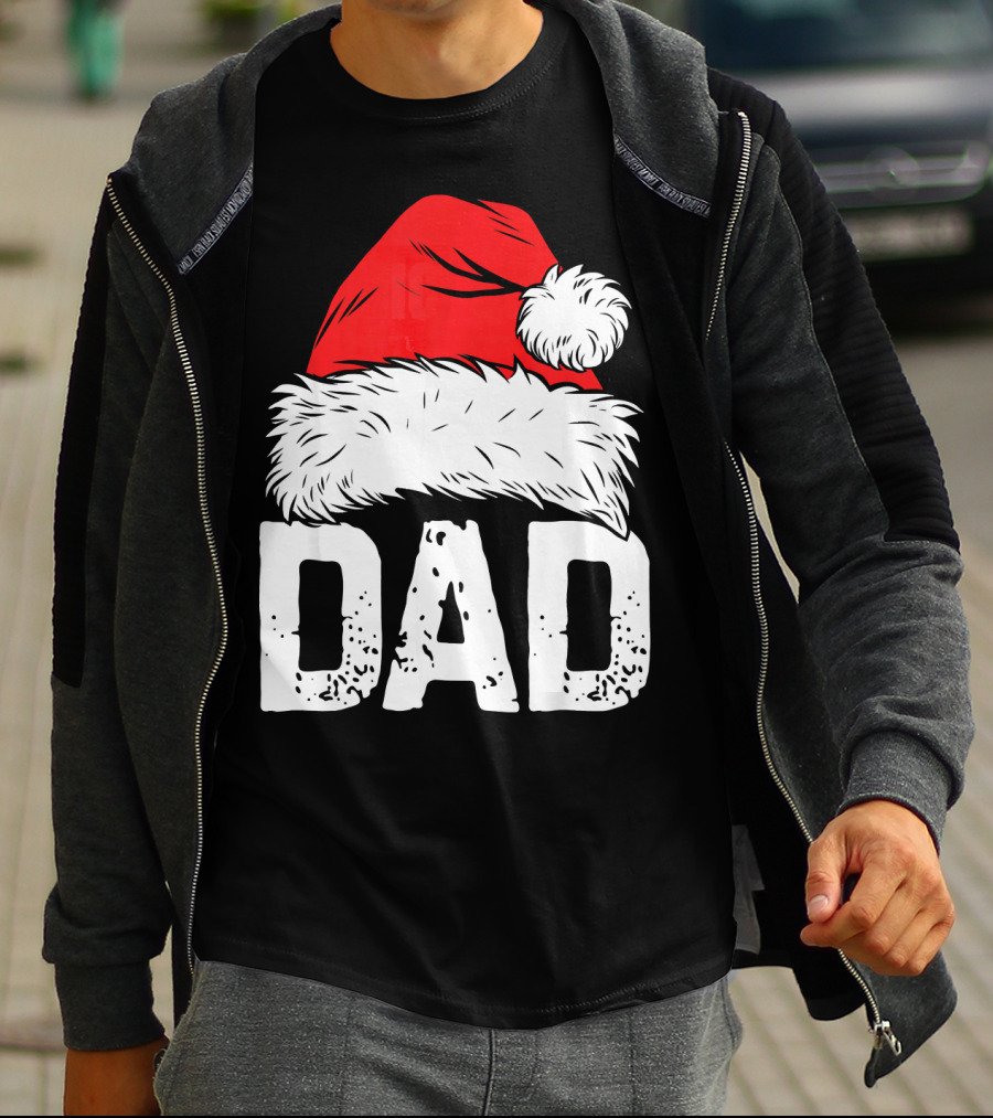 Dad Santa Hat Christmas Family Match T-Shirt