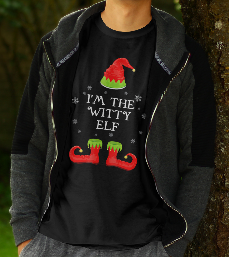 I'm The Witty ELF Snowflakes Hat Boots Matching Family Chris T-Shirt