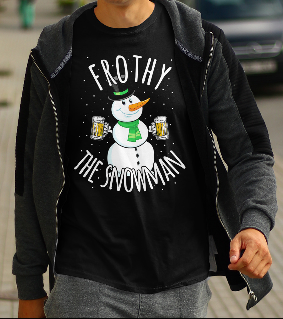 Frothy The Snowman Funny Christmas Beer T-Shirt