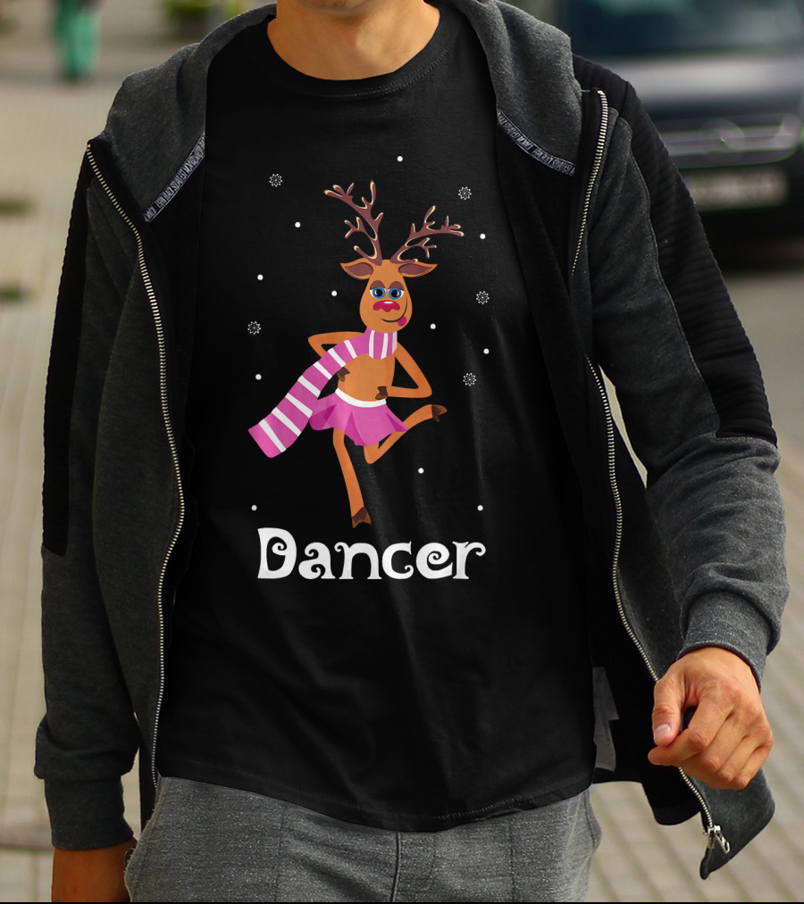 Dancer Pink Skirt Reindeer Girl With Antlers T-Shirt