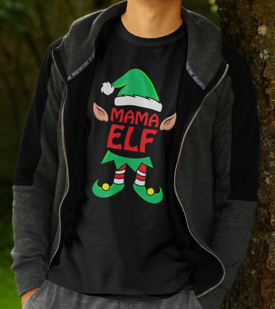 Mama ELF Christmas Family Matching Pajama T-Shirt