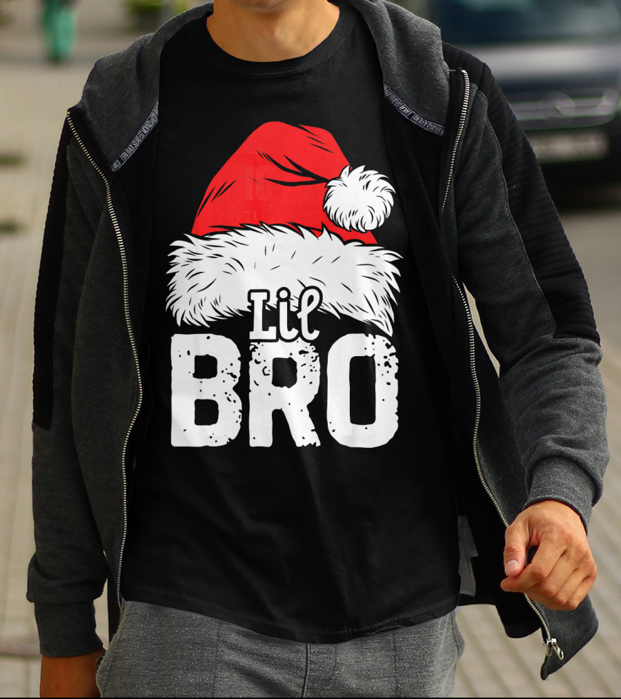 Lil Bro Santa Hat Christmas T-Shirt