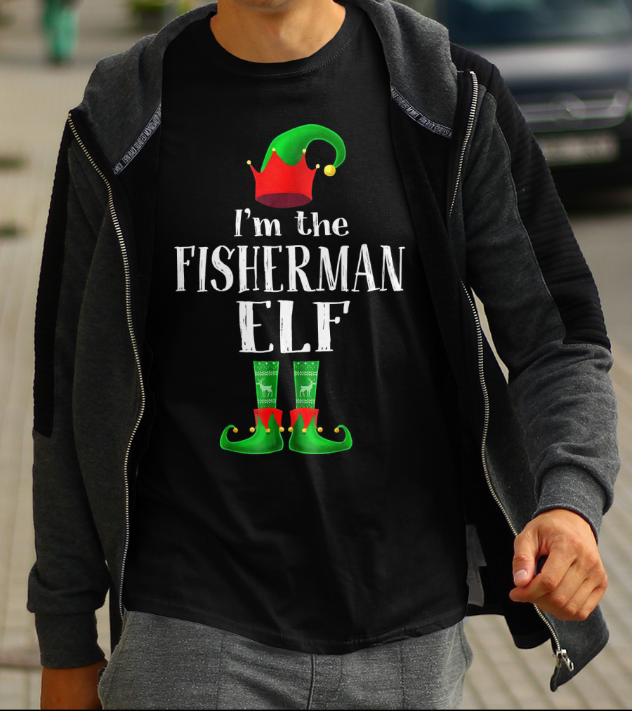 I'm The Fisherman Elf Matching Family Pajama Holiday T-Shirt