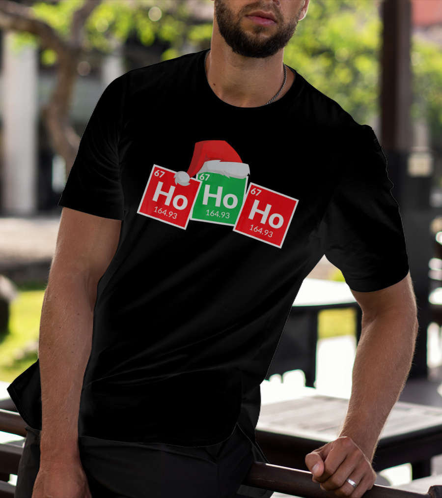 Christmas Ho Ho Ho Santa Periodic Table Elements Fun T-Shirt