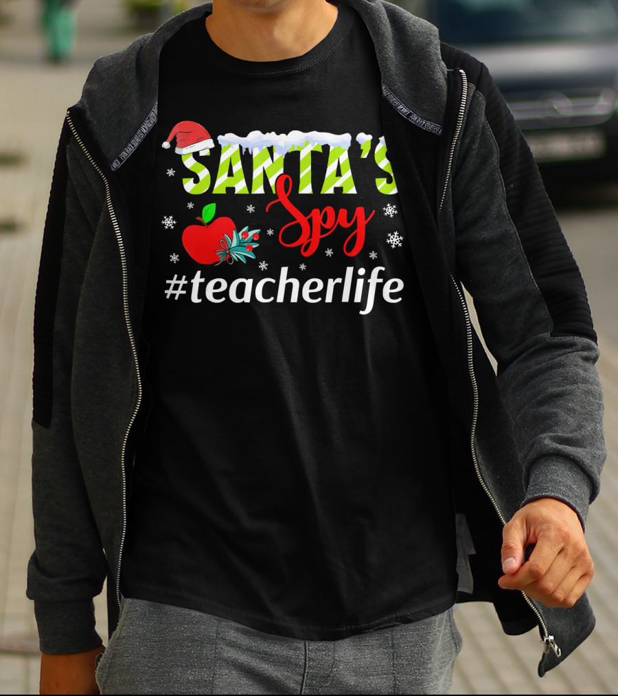 Santa's Spy Christmas Teacher Life Holiday Hashtag T-Shirt