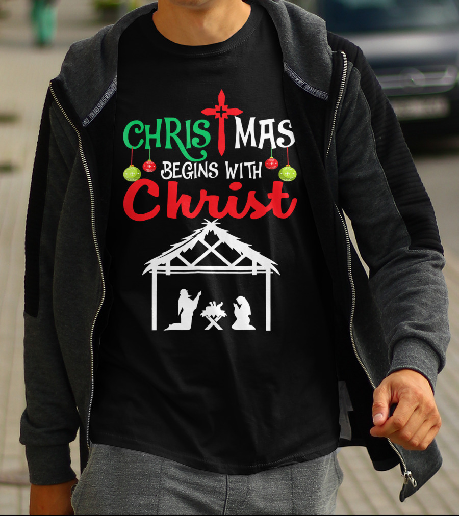 Christmas Begins With Christ Nativity Scene Christian T-Shirt