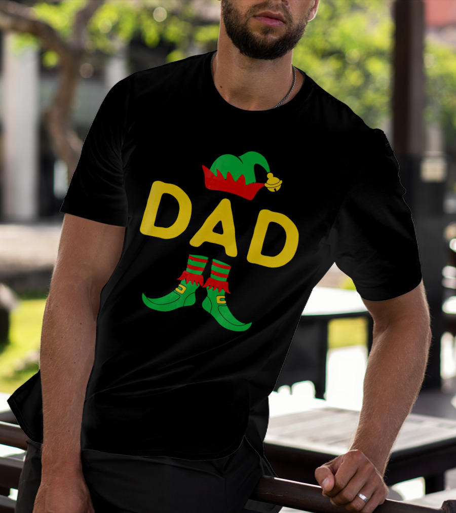 Dad Elf Hat And Boots Festive Christmas Family Mat T-Shirt