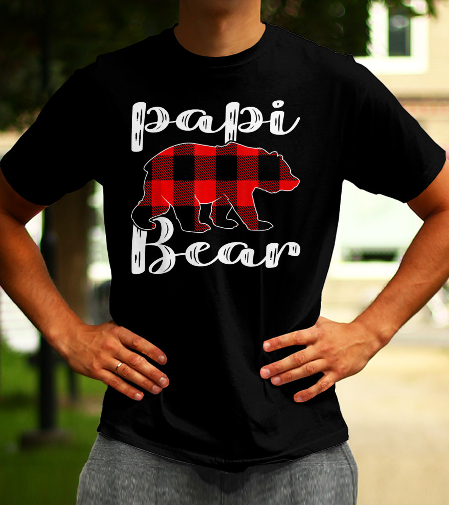 Papi Bear Plaid Christmas Matchin Buffalo Check T-Shirt