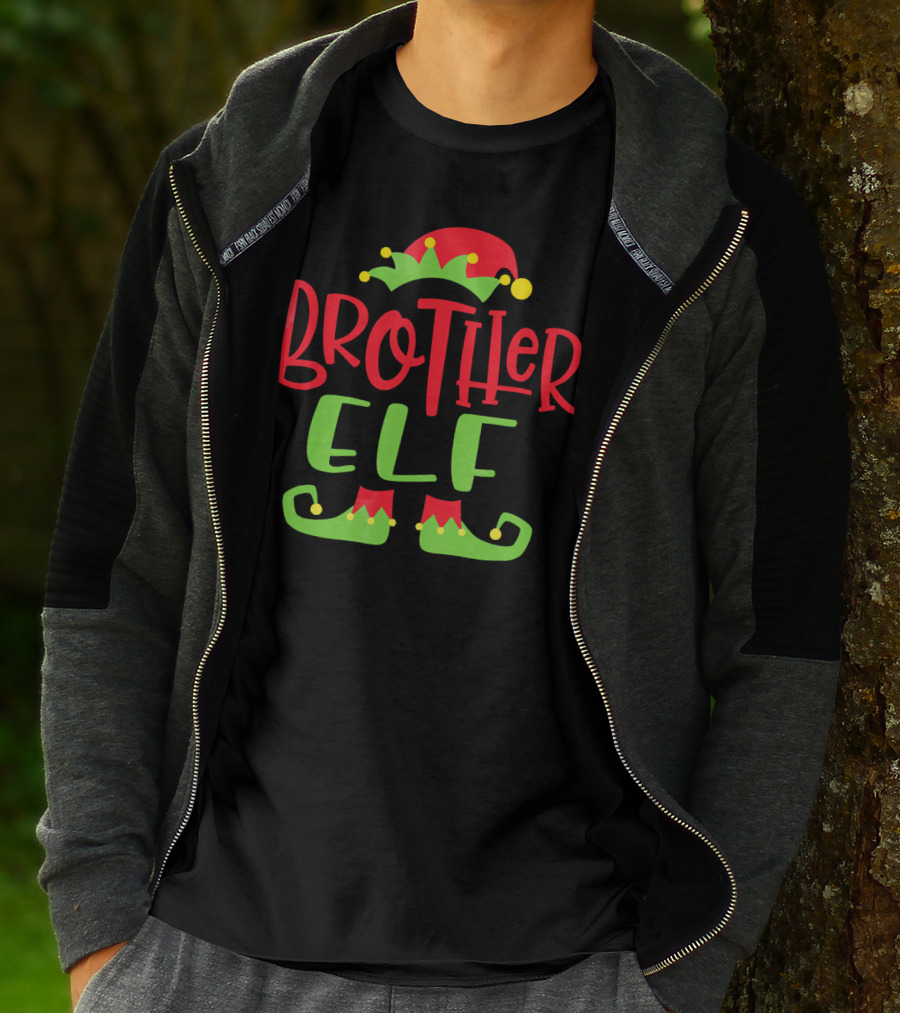Brother Elf Christmas Hat And Shoes Festive Humor T-Shirt