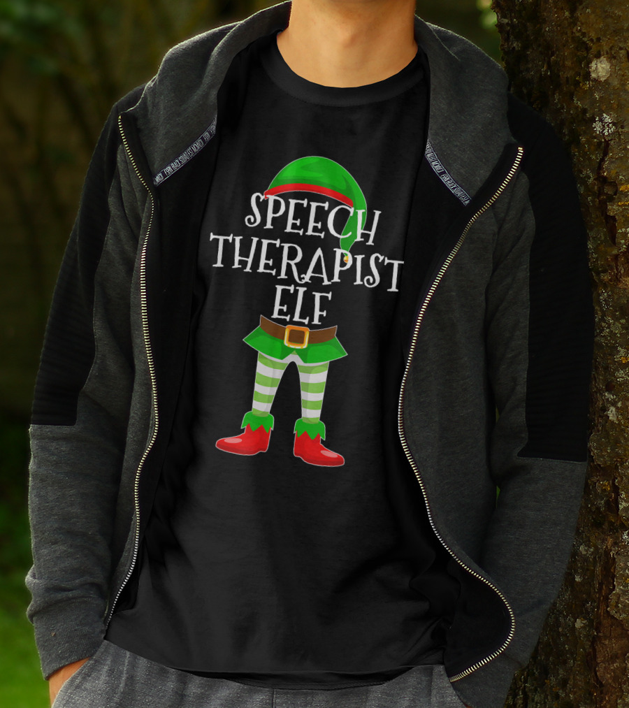 Speech Therapist Elf Matching Family Christmas Holiday T-Shirt