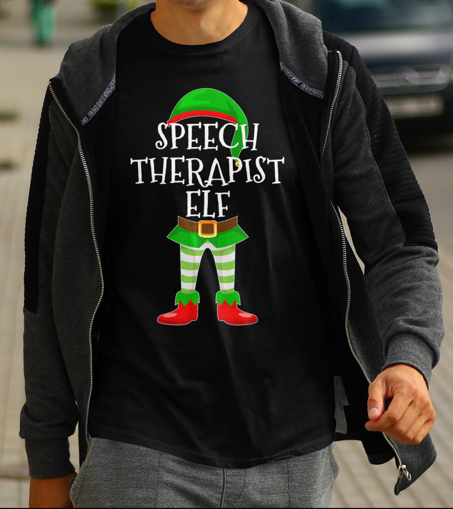 Speech Therapist Elf Matching Family Christmas Holiday T-Shirt