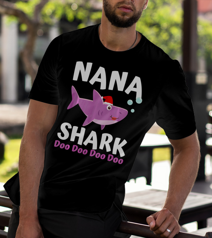 Nana Shark Doo Doo Doo Doo Christmas Santa Hat T-Shirt