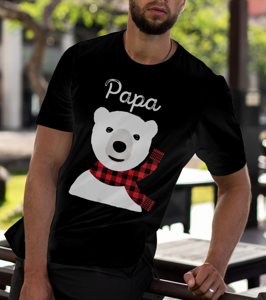 Papa Bear Buffalo Check Christmas Family Matching T-Shirt
