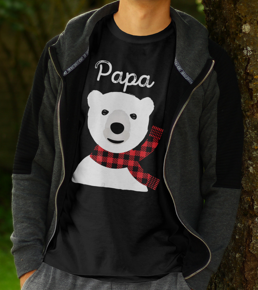 Papa Bear Buffalo Check Christmas Family Matching T-Shirt