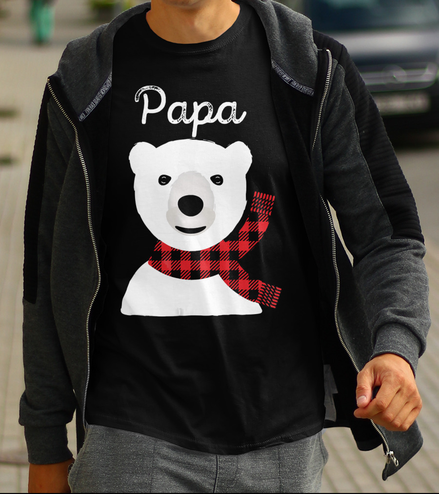 Papa Bear Buffalo Check Christmas Family Matching T-Shirt