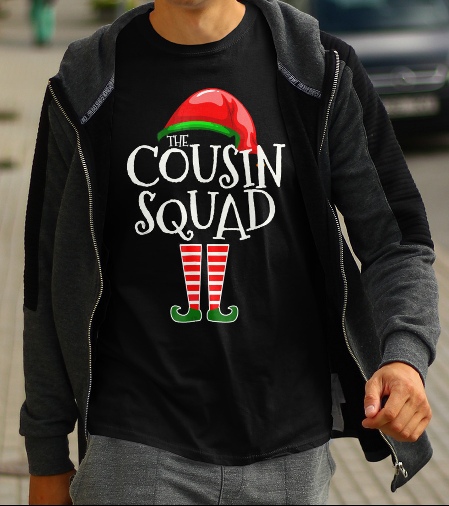 THE COUSIN SQUAD ELF HAT AND STRIPED LEGS T-Shirt