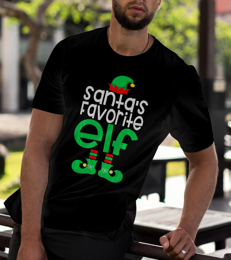 Santa's Favorite Elf Festive Outfit With Hat And Shoes T-Shirt