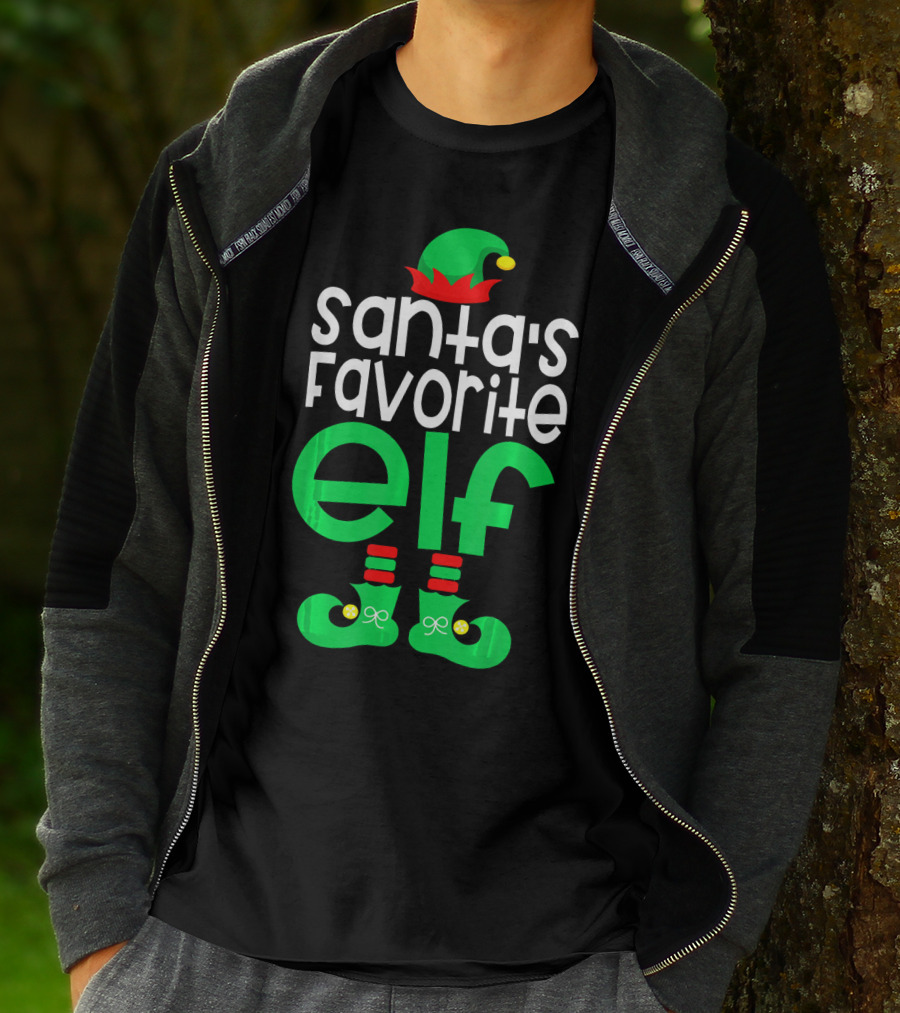 Santa's Favorite Elf Festive Outfit With Hat And Shoes T-Shirt