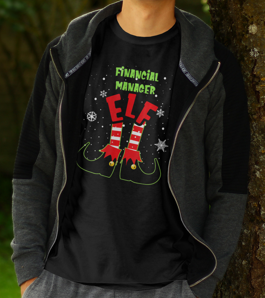 Financial Manager Elf Christmas Snowflake Striped Socks T-Shirt